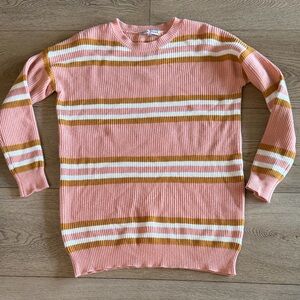 Stylish Pink and Gold Striped Sweater
